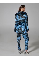 PROJECT SOMA Lirio Kimono Blue Velvet Βελούδινο Μπλε Κιμονό