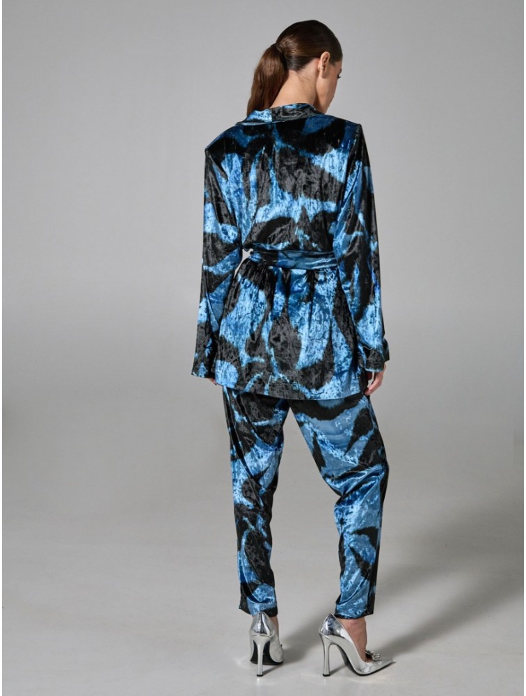 PROJECT SOMA Lirio Kimono Blue Velvet Βελούδινο Μπλε Κιμονό