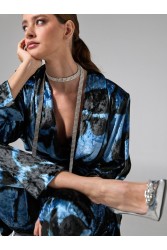 PROJECT SOMA Lirio Kimono Blue Velvet Βελούδινο Μπλε Κιμονό