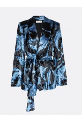 PROJECT SOMA Lirio Kimono Blue Velvet Βελούδινο Μπλε Κιμονό