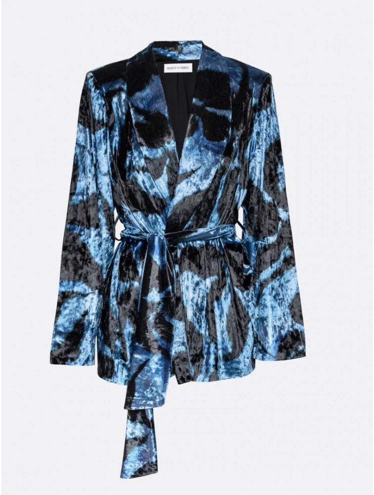 PROJECT SOMA Lirio Kimono Blue Velvet Βελούδινο Μπλε Κιμονό