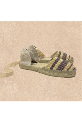 MANEBÌ Raffia Stripes Flat Espadrilles La Havana Ριγέ Εσπαντρίγιες