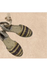 MANEBÌ Raffia Stripes Flat Espadrilles La Havana Ριγέ Εσπαντρίγιες