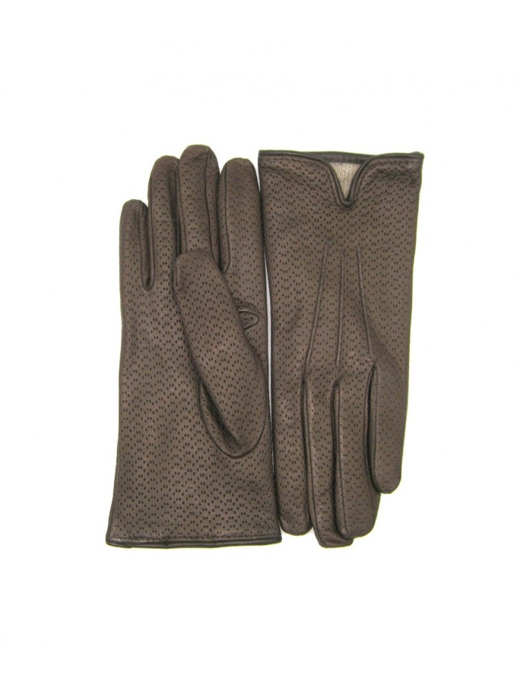 SERMONETA Nappa leather gloves cashmere lined Dark Brown Καφέ Δερμάτινα Γυναικεία Γάντια με επένδυση