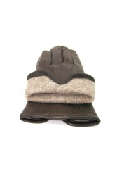 SERMONETA Nappa leather gloves cashmere lined Dark Brown Καφέ Δερμάτινα Γυναικεία Γάντια με επένδυση