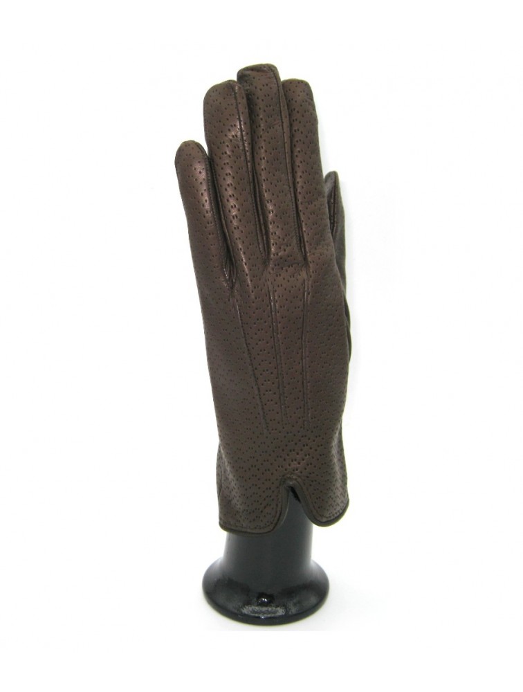 SERMONETA Nappa leather gloves cashmere lined Dark Brown Καφέ Δερμάτινα Γυναικεία Γάντια με επένδυση