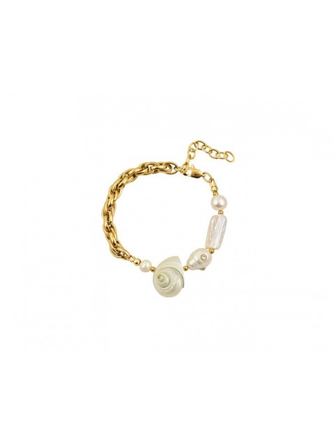 MÉRBABE 18K GENAYA Bracelet 18K Gold Plated Steel Bracelet with Natural Pearls