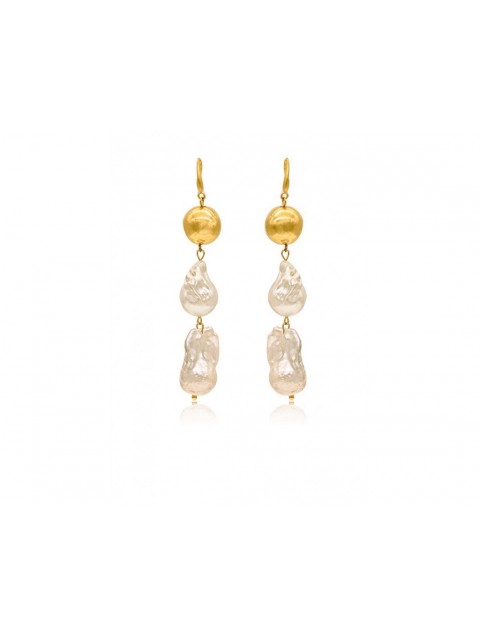 MÉRBABE 24K GRETCHEN Earrings Σκουλαρίκια Από 24K Επίχρυσο Ατσάλι με Φυσικά Μαργαριτάρια Μπαρόκ