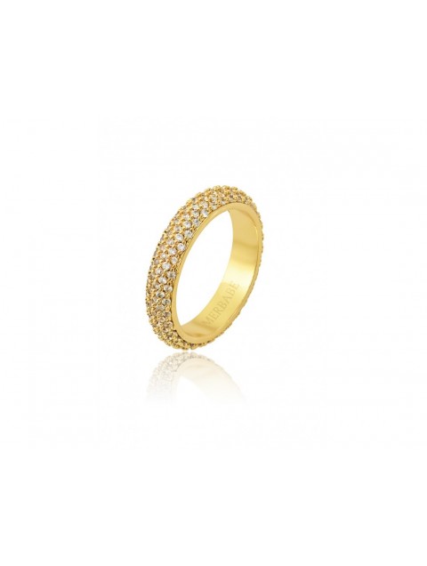 MÉRBABE 24K RAMI Ring Gold Ring Made of 24K Gold Plated Steel with Zirconia
