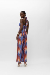 MALLORY THE LABEL Emely Blue Terracotta Jumpsuit Εμπριμέ Ολόσωμη Φόρμα