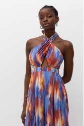 MALLORY THE LABEL Emely Blue Terracotta Jumpsuit Εμπριμέ Ολόσωμη Φόρμα