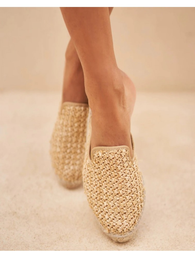 MANEBÌ Women's mules made of high quality raffia in natural color