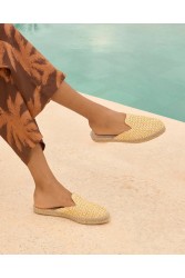 MANEBÌ Women's mules made of high quality raffia in natural color