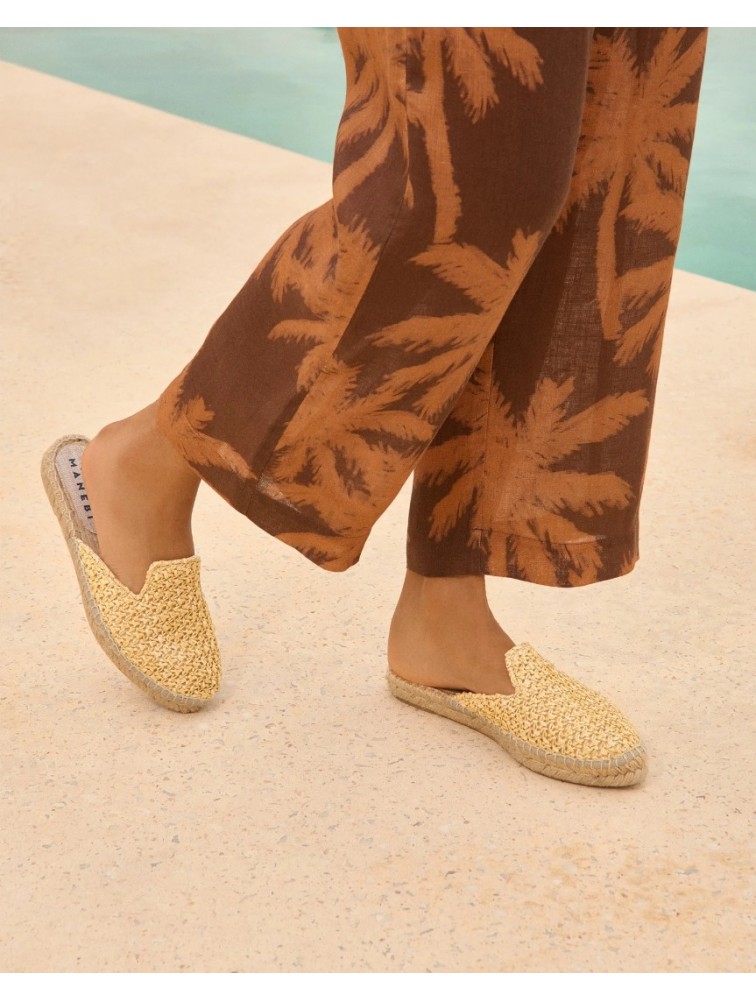 MANEBÌ Women's mules made of high quality raffia in natural color