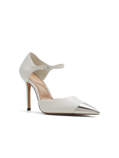 ALDO MYSHA White heels with metal toe