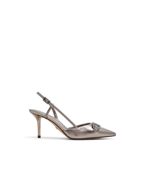 ALDO SHIRLY Charcoal Metallic Slingback Heels