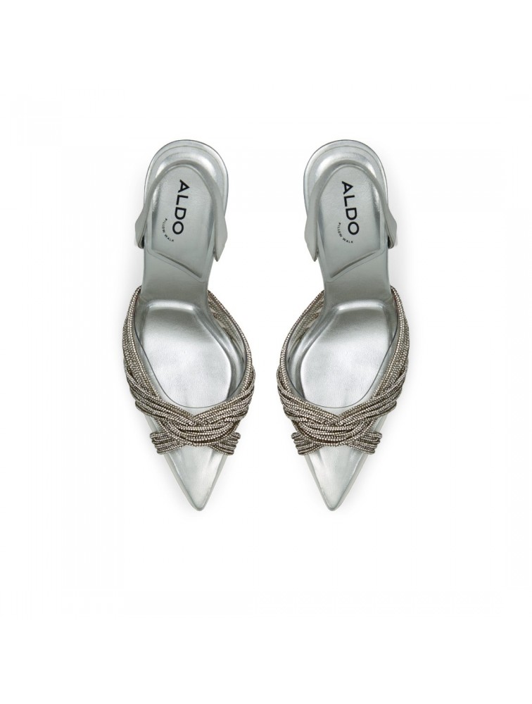 ALDO THUBETH Silver women s heels with rhinestones 00068644L17