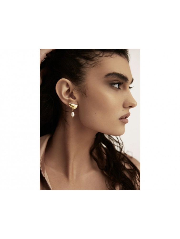 MÉRBABE 24K LEILANI Stud Earrings Σκουλαρίκια Από 24Κ Επιχρυσωμένο Ατσάλι