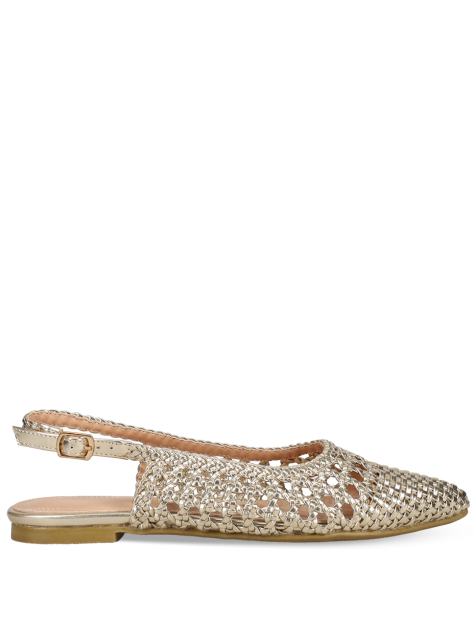 MIGATO Χρυσές Γυναικείες Πλεκτές Slingback Μπαλαρίνες