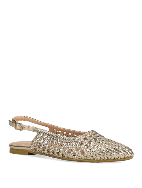 MIGATO Χρυσές Γυναικείες Πλεκτές Slingback Μπαλαρίνες