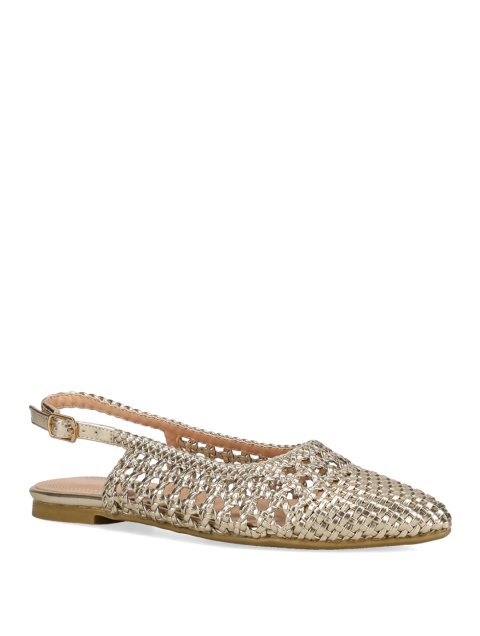MIGATO Women's Gold Knitted Slingback Ballerinas