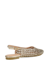 MIGATO Χρυσές Γυναικείες Πλεκτές Slingback Μπαλαρίνες