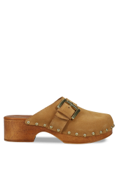 MIGATO Beige Leather Women's Clogs