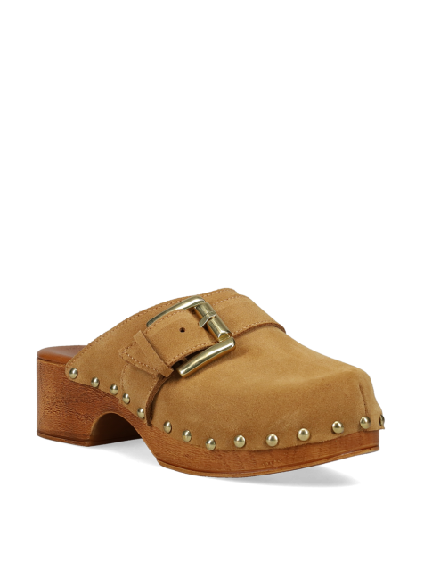 MIGATO Μπεζ Δερμάτινα Γυναικεία Clogs