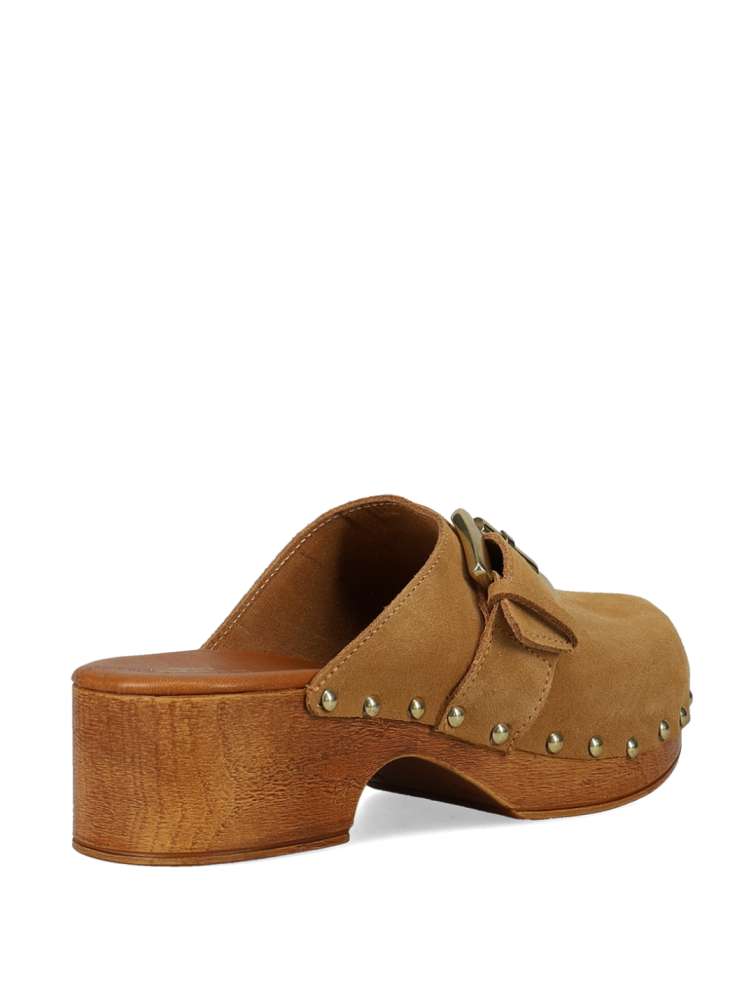 MIGATO Beige Leather Women's Clogs