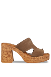 MIGATO Taupe Leather Women's Mules