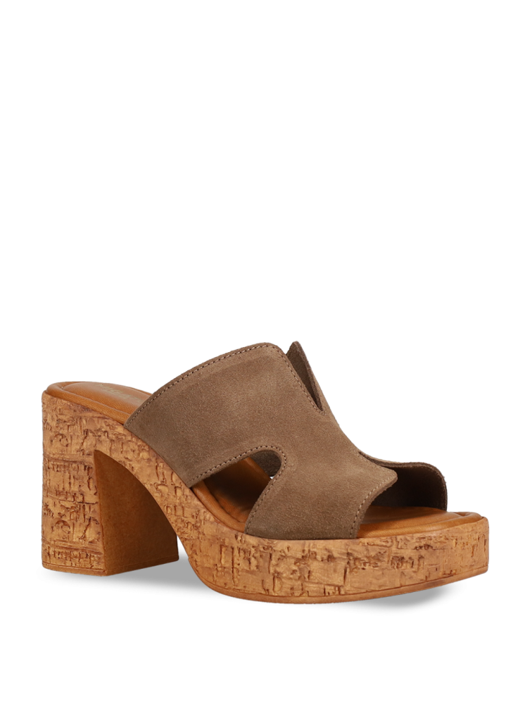 MIGATO Taupe Leather Women's Mules
