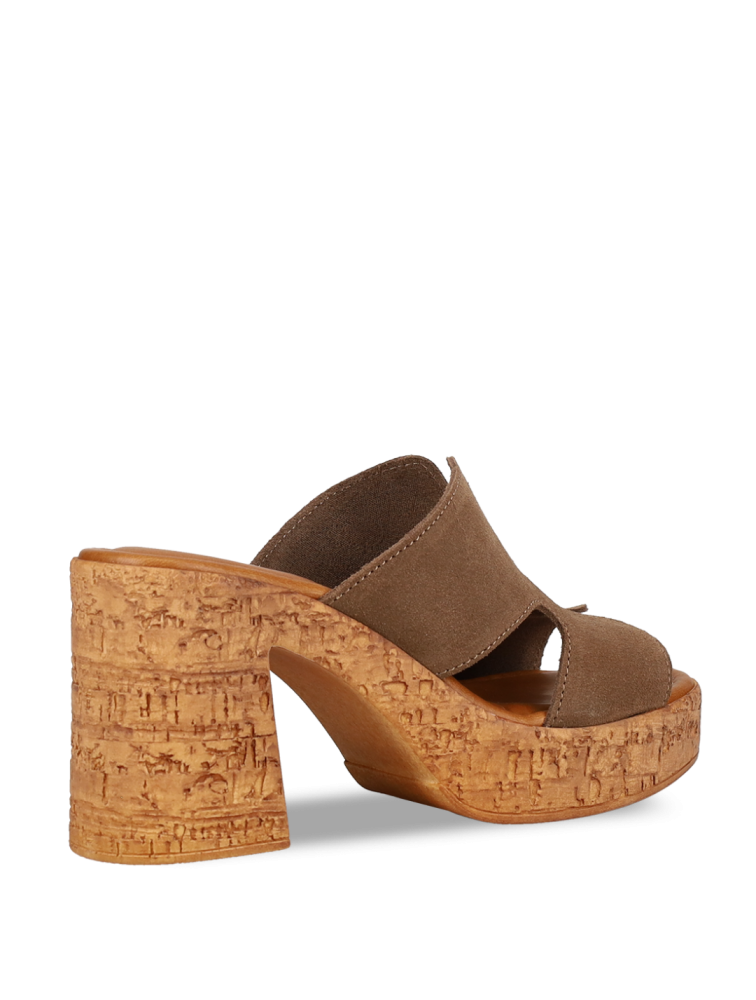 MIGATO Taupe Leather Women's Mules