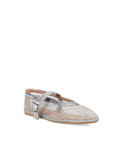 MIGATO (gai mattiolo) Silver Perforated Women's Ballerinas With Glitter