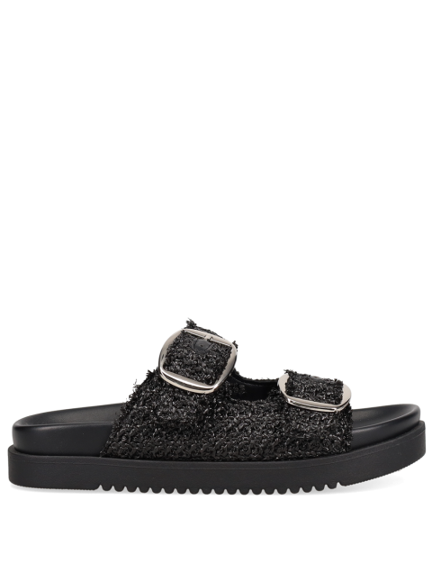 MIGATO Black Straw Women's Sandals