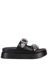 MIGATO Black Women's Flatforms With Buckles