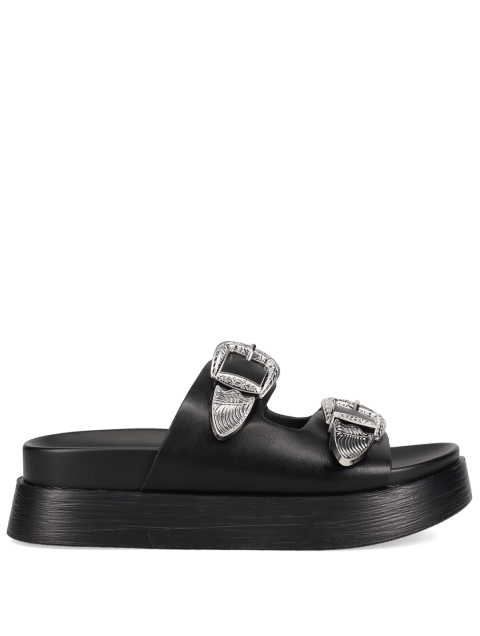 MIGATO Black Women's Flatforms With Buckles