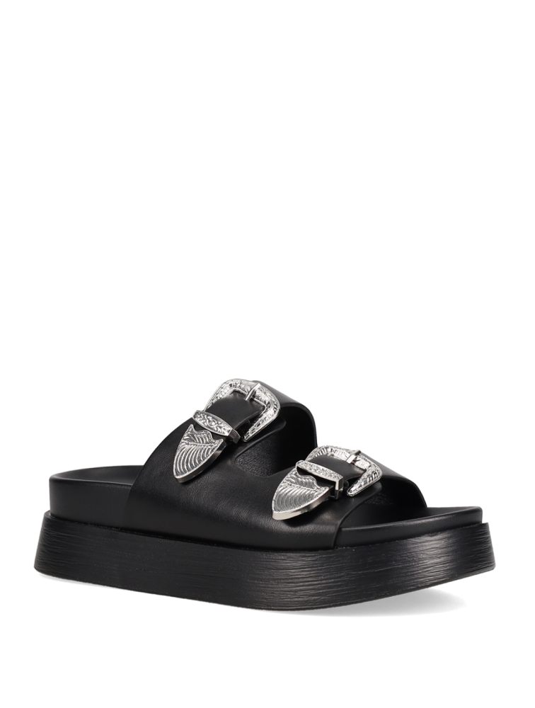 MIGATO Black Women's Flatforms With Buckles