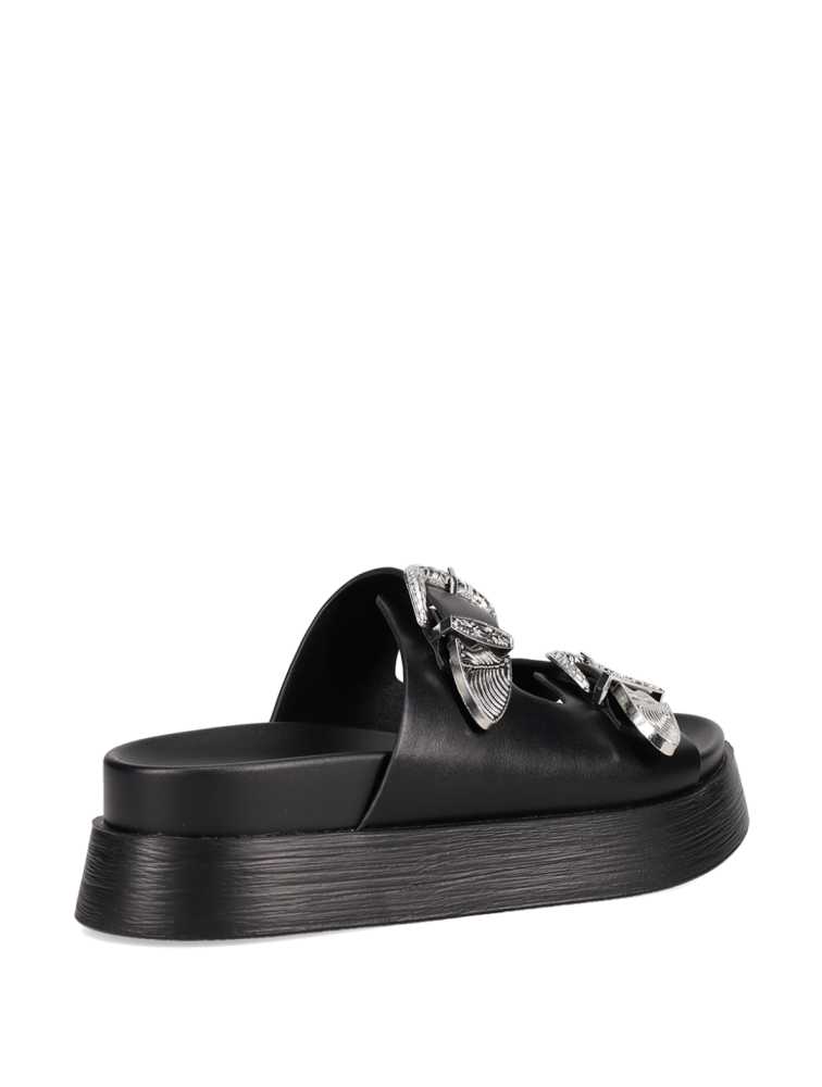 MIGATO Black Women's Flatforms With Buckles