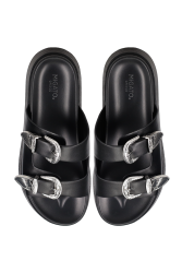 MIGATO Black Women's Flatforms With Buckles
