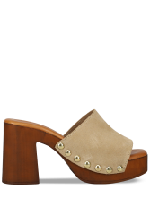 MIGATO Beige Leather Women's Mules