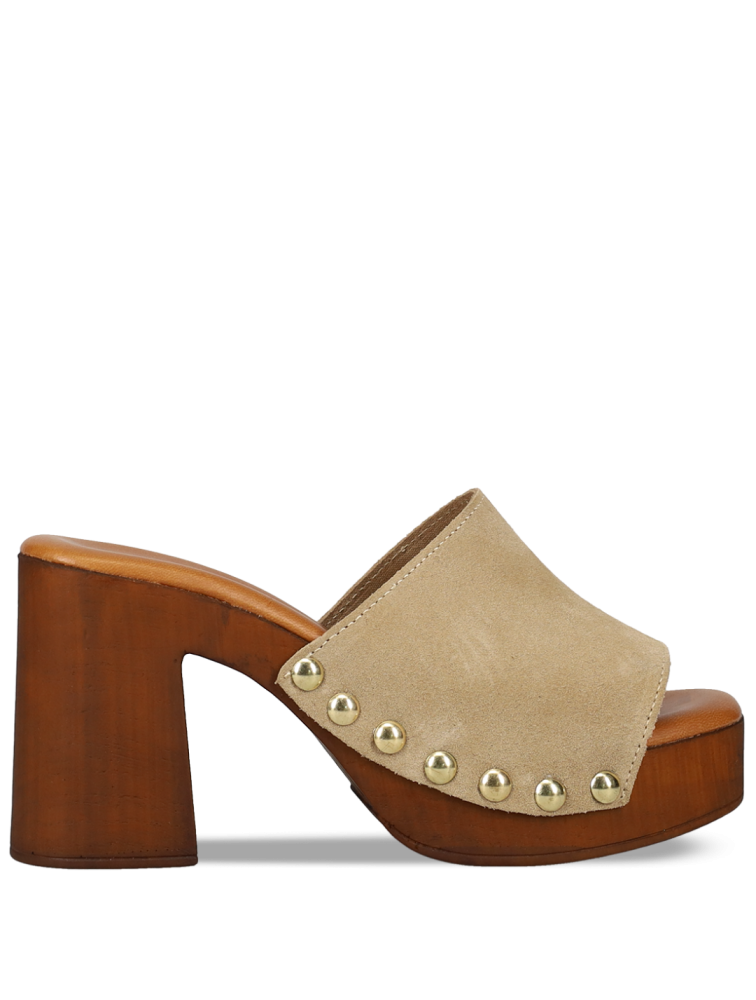 MIGATO Beige Leather Women's Mules