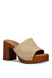 MIGATO Beige Leather Women's Mules
