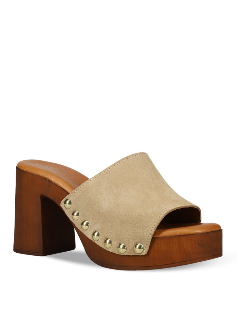 MIGATO Beige Leather Women's Mules