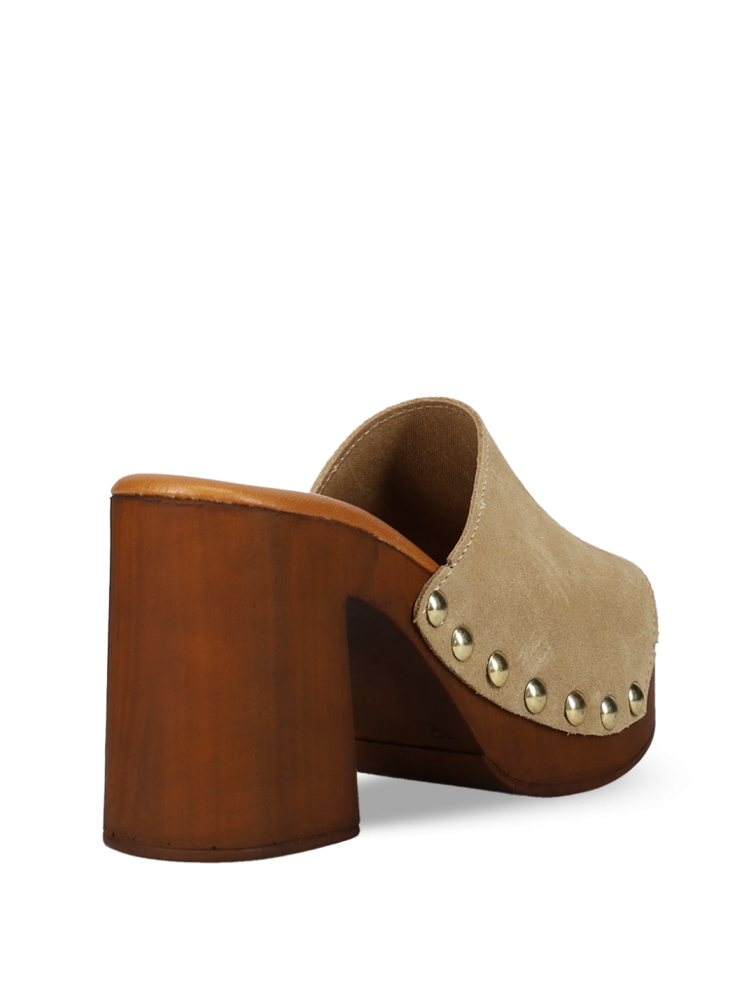 MIGATO Beige Leather Women's Mules