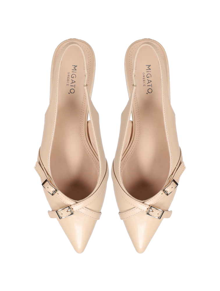 Migato Μπεζ Slingback Γυναικείες Μπαλαρίνες