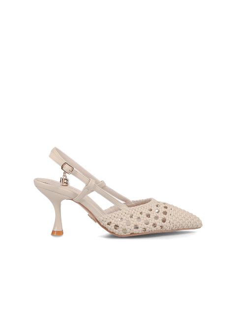 LAURA BIAGIOTTI Ecru Women's Singback Perforated Heels