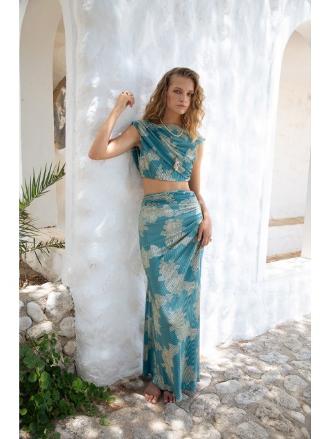 NIDODILEDA Auralis Skirt Peacock Blue Μπλε Φούστα