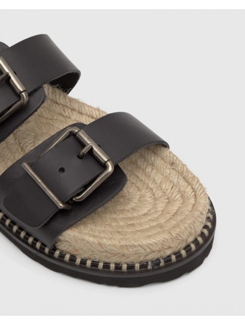 CASTAÑER Ter Black Leather Women's Sandals