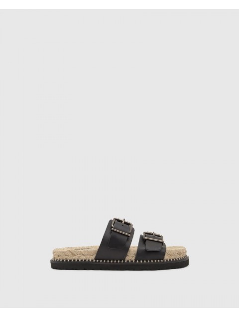 CASTAÑER Ter Black Leather Women's Sandals
