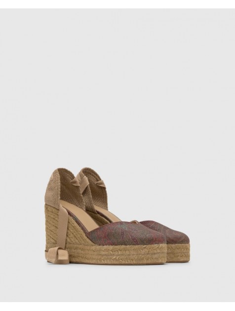  ETRO x CASTAÑER Καφέ Πολύχρωμες Χειροποίητες Δερμάτινες Γυναικείες Εσπαντρίγιες